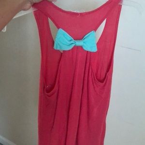 Coral Tank Top Teal Bow
